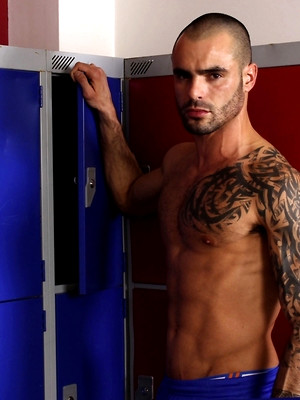 Gay male in Locker Jock. Issac Jones
