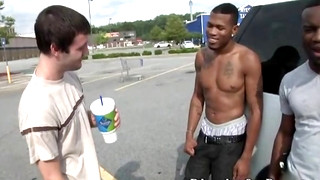 Free gay porn video Caleb Bridges gets two black cocks