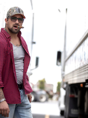 Gay pics of Hairy gay truckers Ryan Bones & Markus Kage suck & fuck in a public bathroom