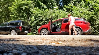 Free gay porn video Huzzbearz Caught no Pants in Parking Lot