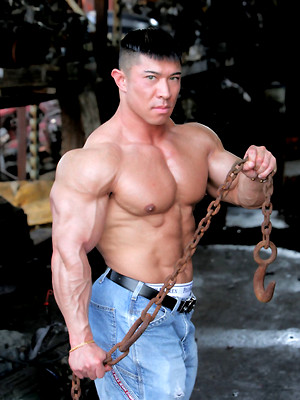 Hot gay album pics Muscled asian man Daryl Gee posing