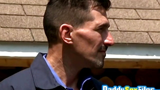 Free gay porn video Mature Hunk Seduces Er Gay and Analfucks him Outdoors