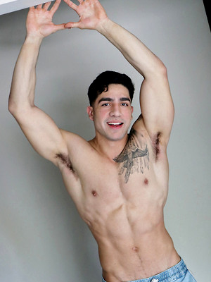 Gay pics of Super Fit Hung Cock Diego Cruz Jerks Off