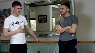 Free gay sex with Straight Hunk Jack Montague Gets Sucked for the 1st Time & Wanks Dominic's Massive Uncut Cock!