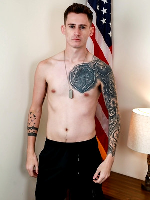 Gay male in Raw Recruits erotic solo
