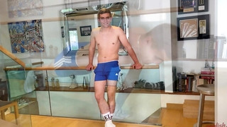 Free gay sex with Ultra Fit Gymnast Wanks his Rock Hard Uncut Cock & Fires a Monster Load of Cum!