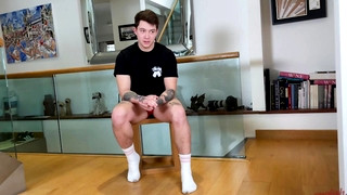 Gay porn video Young Straight Lad Jon Wanks his Huge Uncut Cock & Shoots Loads of Cum Everywhere!