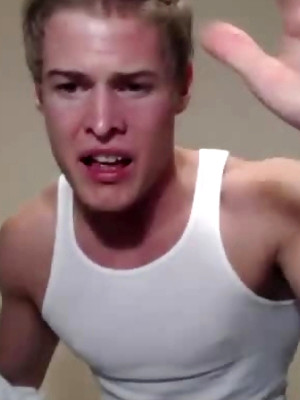 Gay pics of Prestin Presley Jerks Off Against His Kitchen Wall