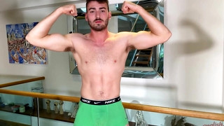 Gay porn video Straight Muscular & Hairy Swimmer Shows off his Fit Body & his Big Uncut Cock Fires a Load of Cum!