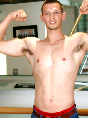 Gay sex pics with Young & Muscular Straight Lad Clayton Wanks