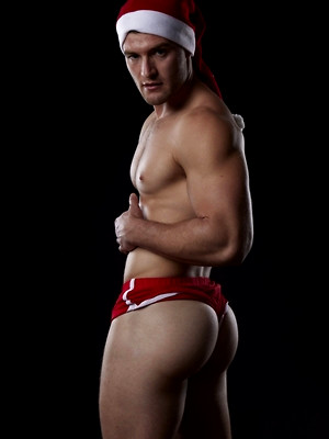 Gay sex pics with Christmas hunk