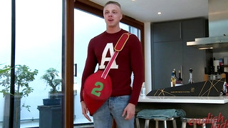 Gay porn video Young Str8 PT Lewis Shows off his Muscular Body & Solid Uncut Cock!