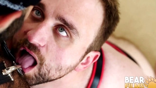 Gay porn video Bear Harper Davis Smashed by Inked Hunk after BJ