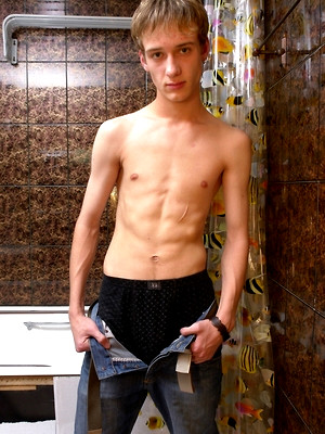 Cute uncut gay boys - Skinny twink in a shower