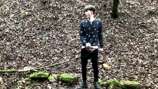 Gay porn video Horny BOY Stroking his Big Dick Outdoor in SNOWY WEATHER / Cute Boy /school