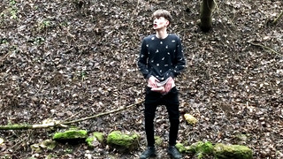 Gay Masturbation porn video Horny BOY Stroking his Big Dick Outdoor in SNOWY WEATHER / Cute Boy /school