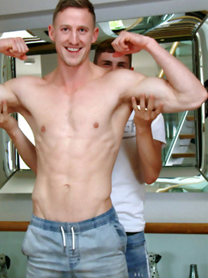 Gay sex pics with Straight Muscular Hunk Noah gets Wanked & Sucked by Naughty Dominic & Both Shoot Buckets!
