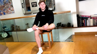 Free gay sex with Young Straight Stud gets Wanked & Walks around with a Big Hard Uncut Erection & Cums Loads!